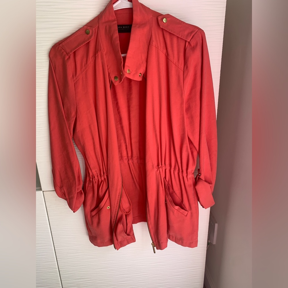 Salmon zara coat with adjustable elastic waist